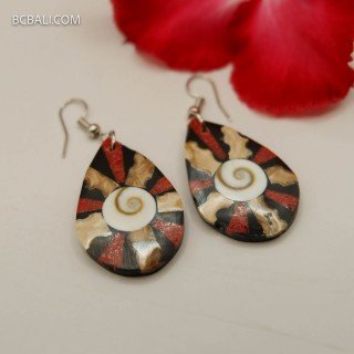 Resin Earrings Unique Natural Shell Handmade in Bali High Quality